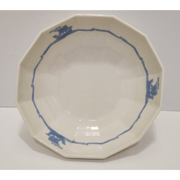ROOKWOOD Round Serving Bowl Pottery Blue Sailing Ship Boat M-29